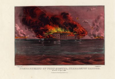 قصف فورت سمتر ، ميناء تشارلستون ، 12 و 13 أبريل 1861 ، حانة. بواسطة Currier & Ives ، c.1861 بواسطة المدرسة الأمريكية