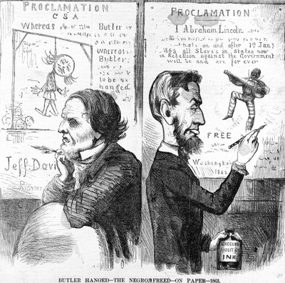 شنق بتلر ، The Negro Free ، على ورق ، 1863 بواسطة المدرسة الأمريكية