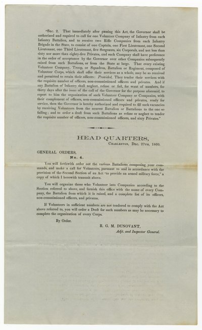 دعوة للمتطوعين بموجب الأمر العام رقم 4 ، 27 ديسمبر 1860 بواسطة American School