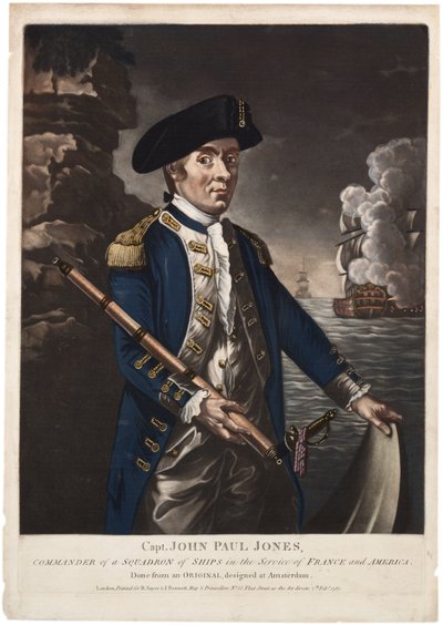 النقيب جون بول جونز ، قائد سرب من السفن في خدمة فرنسا وأمريكا ، 1780 (ميزان يدوي ملون) بواسطة المدرسة الأمريكية