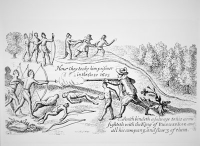 Captain John Smith being taken prisoner by the Indians, from Smith