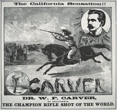 ملصق "Champion Rifle Shot of the World" ، يظهر فيه Doc Carver (1840-1927) حوالي عام 1885 (نقش) بواسطة المدرسة الأمريكية