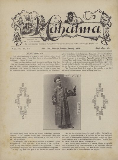 Chung Ling Soo ، المعروف أيضًا باسم William E Robinson ، رجل الغموض (litho) بواسطة المدرسة الأمريكية