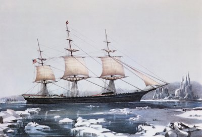 Clipper Ship Red Jacket في الجليد قبالة كيب هورن عند مرورها من أستراليا إلى ليفربول ، نشرتها Currier und Ives ، 1854 بواسطة American School