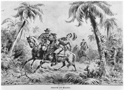 وفاة أنطونيو ماسيو (1845-1896) ، رسم توضيحي من قصة كوبا بقلم مراد هالستيد ، نُشر عام 1898 بواسطة المدرسة الأمريكية