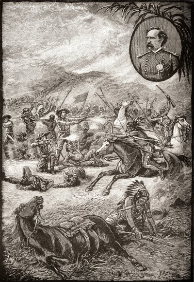 وفاة الجنرال جورج أرمسترونغ كستر وجنود الفرسان السابع في معركة ليتل بيغ هورن ، 25 يونيو 1876 بواسطة المدرسة الأمريكية