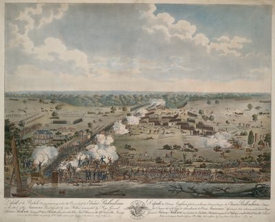 هزيمة الجيش البريطاني (معركة نيو أورلينز) ، حانة. 1815 (نقش ملون يدوي) بواسطة المدرسة الأمريكية