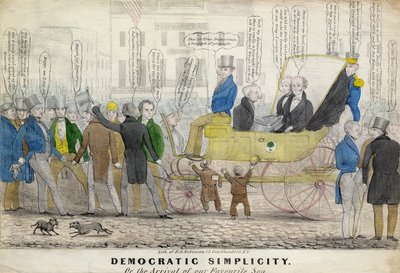البساطة الديمقراطية ، أو وصول ابننا المفضل ، نشره HR Robinson، New York، c.1839 بواسطة المدرسة الأمريكية