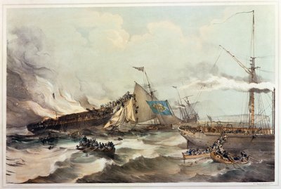 تدمير العاهل البحري سفينة مهاجر ، منقوش بواسطة ماكلور ، 1845 بواسطة American School