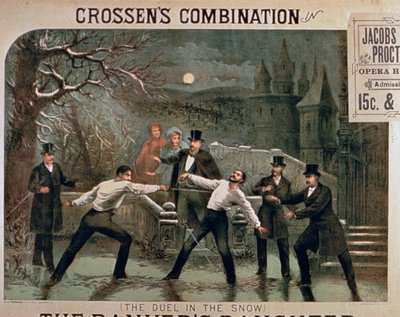 مبارزة في الثلج ، ملصق لابنة المصرفيين ، بطولة Crossens Combination في Jacobs & Procter Opera House بواسطة المدرسة الأمريكية