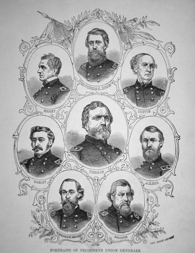 Eight prominent American Civil War Generals (engraving) بواسطة المدرسة الأمريكية