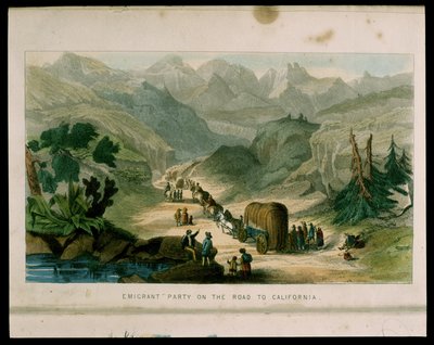 حزب المغتربين على الطريق إلى كاليفورنيا عام 1596 ، صورة من كاليفورنيا ، تاريخها السابق ، موقفها الحالي ، آفاقها المستقبلية بواسطة GA Fleming ، 1850 بواسطة المدرسة الأمريكية