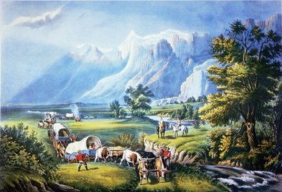 Emigrants crossing the Plains بواسطة المدرسة الأمريكية