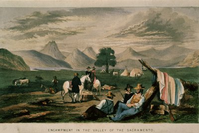 مخيم في وادي ساكرامنتو عام 1598 ، صورة من كاليفورنيا ، تاريخها الماضي ، موقفها الحالي ، آفاقها المستقبلية من قبل GA Fleming ، 1850 بواسطة المدرسة الأمريكية