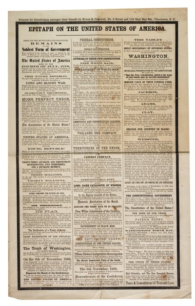 مرثية عن الولايات المتحدة الأمريكية ، c.1861 بواسطة المدرسة الأمريكية