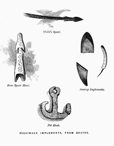 Eskimo Hunting Tools - Elisha Kent Kane, Artic Exlorations in the Years 1853-1855, vol. 1, p. 52, Philadelphia بواسطة المدرسة الأمريكية