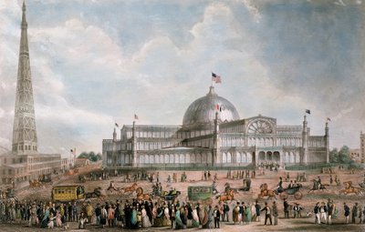 المنظر الخارجي لقصر كريستال نيويورك ، 1853 بواسطة المدرسة الأمريكية