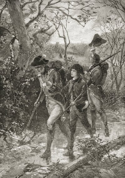 الأب وأولاده من أجل الحرية ، من "تاريخ موجز للولايات المتحدة" ، نشرته شركة AS Barnes und Co. في عام 1885 (ليثو) بواسطة المدرسة الأمريكية