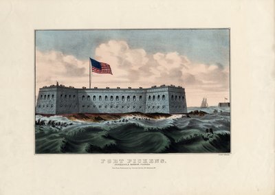 حصن بيكنز: ميناء بينساكولا ، فلوريدا ، حانة. بواسطة Currier & Ives ، c.1865 بواسطة المدرسة الأمريكية