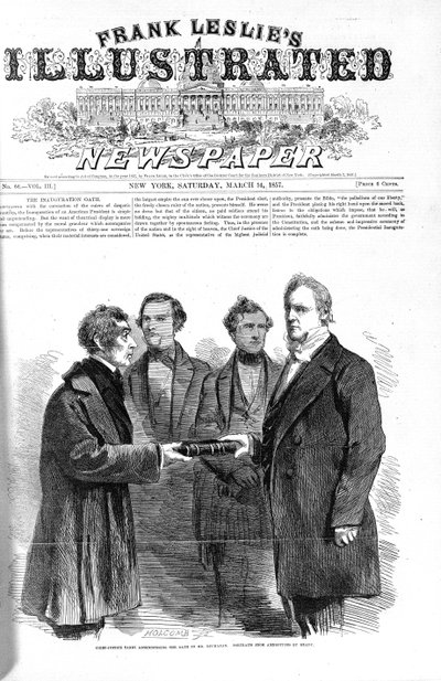 الصفحة الأولى لصحيفة فرانك ليسليز المصورة 14 مارس 1857 بواسطة المدرسة الأمريكية