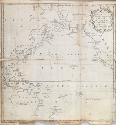 خريطة فرونتيسبيس من "A Journal of Captain Cook" s Last Voyage to the Pacific and In Quest of North-West Passage between Asia and America "بقلم جون ليديارد ، 1783 بواسطة المدرسة الأمريكية