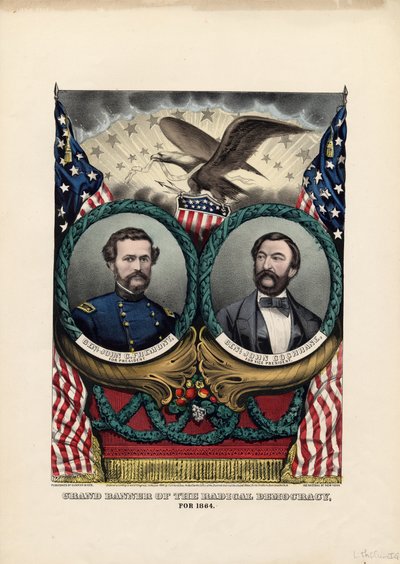 الراية الكبرى للديمقراطية الراديكالية ، عام 1864 ، حانة. بواسطة Currier & Ives ، 1864 بواسطة المدرسة الأمريكية