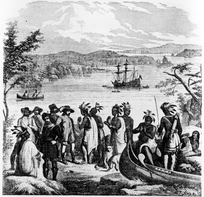 هنري هدسون ينزل على نهر هدسون ، رسم توضيحي من رفيق Ballou&39;s Pictorial Drawing-Room ، 12 أبريل 1856 بواسطة المدرسة الأمريكية