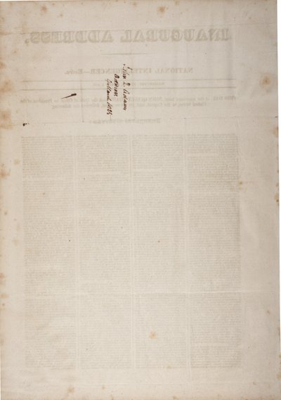 الخطاب الافتتاحي لجون كوينسي آدامز ، 4 مارس 1825 (انظر أيضًا GLC 696059) بواسطة المدرسة الأمريكية