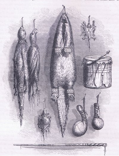 حقيبة الطب الهندي ، صافرة الغموض ، المعارك والطبل 1661 ، رسم توضيحي من حانة Cassell