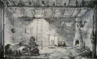 داخل منزل بويبلو ، حوالي 1880 (نقش) بواسطة المدرسة الأمريكية