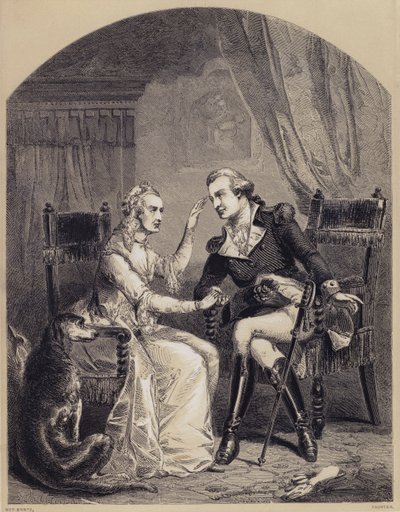 Interview between George Washington and his mother after the Revolution (engraving) بواسطة المدرسة الأمريكية
