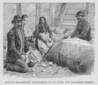 مستوطنة Rag-Pickers الإيطالية في زقاق قبالة شارع Mulberry (litho) بواسطة المدرسة الأمريكية