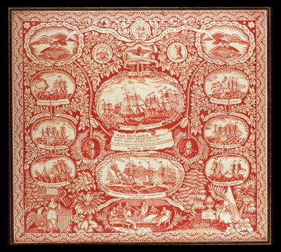 منديل يخلد ذكرى انتصارات حرب عام 1812 م 1815 (قطن) بواسطة المدرسة الأمريكية