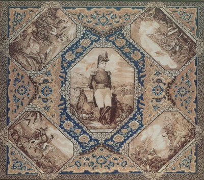 منديل مع صورة زاكاري تايلور ومعارك الحرب المكسيكية (1846-188) ، 1848 (قطن) بواسطة المدرسة الأمريكية