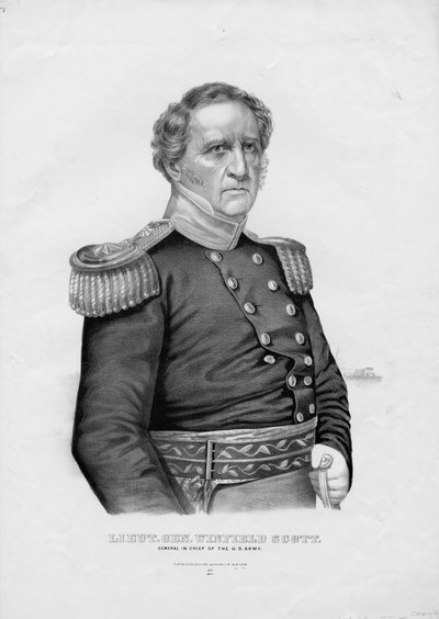الكذب. الجنرال وينفيلد سكوت ، قائد الجيش الأمريكي ، حانة. بواسطة Currier & Ives ، c.1860 بواسطة المدرسة الأمريكية