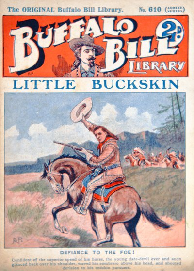 Little Buckskin ، رسم توضيحي للغلاف من "Buffalo Bill Library" ، حوالي عام 1920 (لون ليثو) بواسطة المدرسة الأمريكية