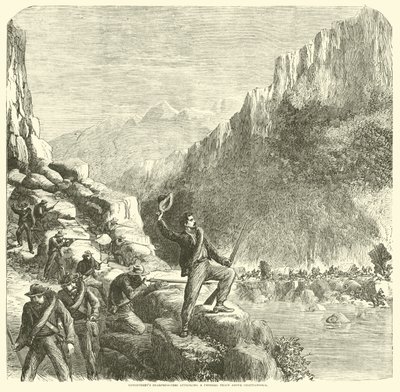 القناصين الحاربون في Longstreets يهاجمون قطارًا فدراليًا فوق تشاتانوغا ، أكتوبر 1863 بواسطة المدرسة الأمريكية