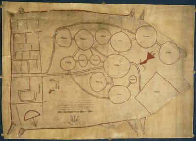خريطة الأراضي الهندية الأصلية ، 1721-25 (ورق رق) بواسطة المدرسة الأمريكية