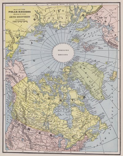 Map of the Arctic (coloured engraving) بواسطة المدرسة الأمريكية