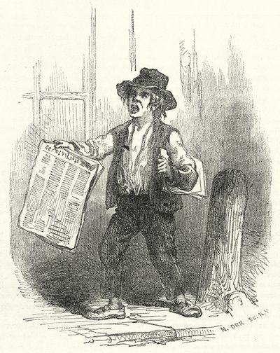 Newspaper Seller (engraving) بواسطة المدرسة الأمريكية