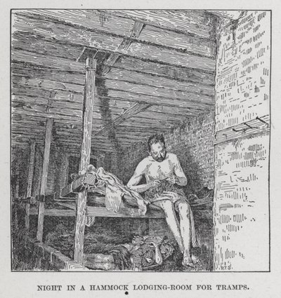 Night in a Hammock Lodging-Room for Tramps (litho) بواسطة المدرسة الأمريكية