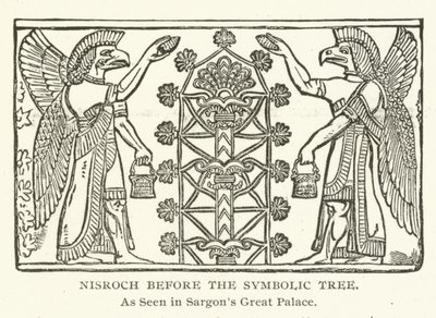 Nisroch قبل الشجرة الرمزية ، كما رأينا في Sargons Great Palace بواسطة المدرسة الأمريكية