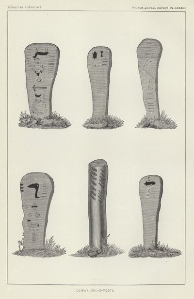 Ojibwa Grave-Posts بواسطة المدرسة الأمريكية
