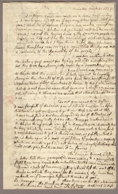 Page 1, Letter from Abigail Adams to John Adams, 31 March - 5 April 1776 (ink on paper) بواسطة المدرسة الأمريكية
