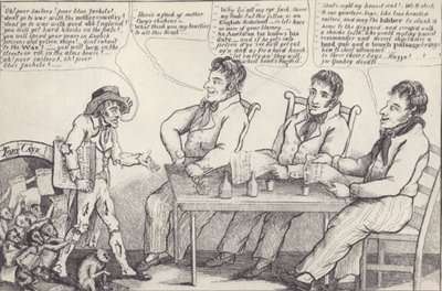 Political Cartoon on the Eve of the War of 1812, c.1812 (litho) بواسطة المدرسة الأمريكية