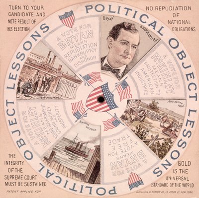 دروس الأهداف السياسية ، ملصق الحملة الرئاسية الأمريكية لـ William McKinley (1843-1901) c.1897 بواسطة المدرسة الأمريكية