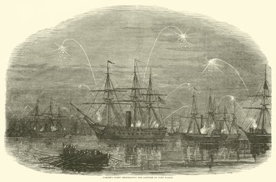 أسطول بورتر يحتفلون بالقبض على فورت فيشر ، يناير 1865 بواسطة المدرسة الأمريكية