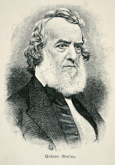 صورة لجدعون ويلز (1802-1878) ، وزير البحرية الأمريكية أثناء الحرب وإعادة الإعمار (ليثو) بواسطة المدرسة الأمريكية