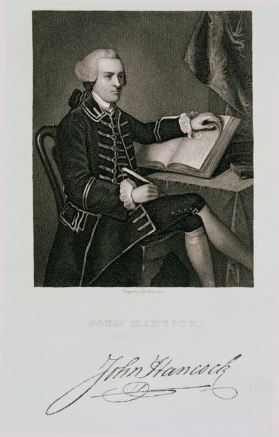 صورة لجون هانكوك ، نقشها جون بي فورست (1814-1870) بواسطة المدرسة الأمريكية