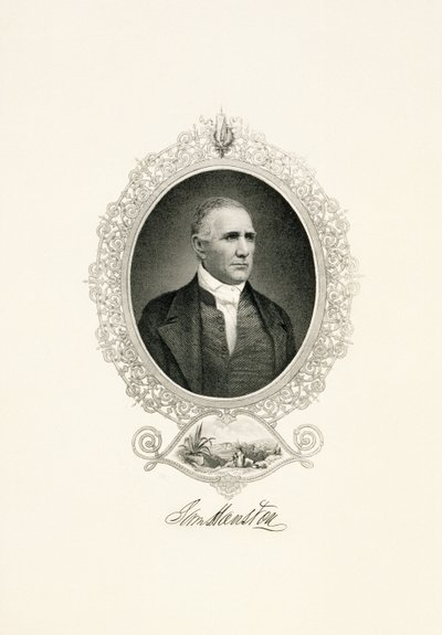 صورة لسام هيوستن مع إطلالة على المدينة ، ج. 1855-ج. 1860 (نقش ذو وجه صلب على ورق منسوج) بواسطة المدرسة الأمريكية